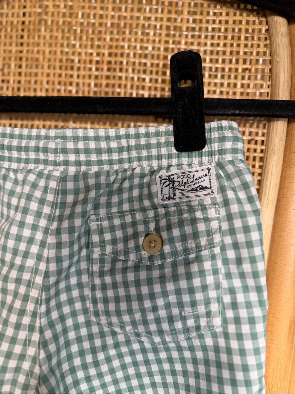 Ralph Lauren Kids Green Gingham Swimsuit